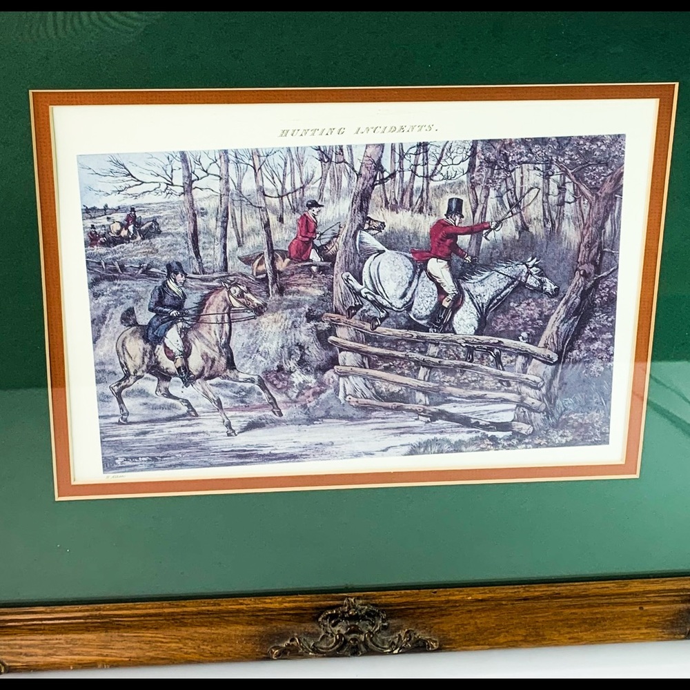 H. Alken Hunting Incidents Glass Framed Print